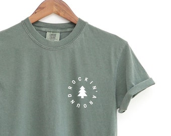 Comfort Colors® Christmas Shirt - Rockin Around the Christmas Tree Tshirt. Cute Xmas Tee. Funny Holiday Season Shirt. Merry Christmas Pocket