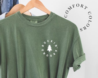 Comfort Colors® Christmas Shirt - Rockin Around the Christmas Tree Tshirt. Cute Xmas Tee. Funny Holiday Season Shirt. Merry Christmas Pocket
