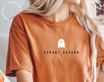 Halloween Shirt Comfort Colors® Spooky Season Ghost Minimal t-shirt. Vintage Halloween Tee. Retro Boo Shirt. Cute Ghost Shirt. Spooky Season