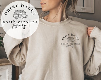 Outer Banks Sweatshirt. Vintage Pogue Life sweater. OBX North Carolina shirt. Paradise on Earth gift for teen women & men. Pocket B+W.