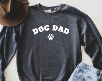 Dog Dad Sweatshirt. Vintage Dog Dad Unisex Hoodie. Retro Dog Daddy gift. Puppy lover crewneck for Men. New dog parent - Paw Print Arched.