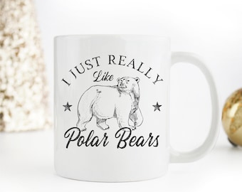 Polar Bear Mug. Polar bear gifts. Animal lovers coffee mug. Alaska gift. Vintage polar bear lovers gift. Outdoors gift for men & women.