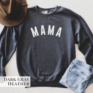 Mama Sweatshirt Block Letters. Mama crewneck. Mama t-shirt. Mother's Day gift. New mom gifts. Minimal tee for mama. Oversized Motherhood.. Dark Gray Heather