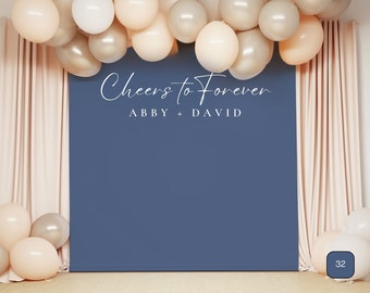 Cheers to Forever - Custom Wedding Backdrop. Engagement Party Photo Backdrop. Couples Wedding Shower Decor. Personalized Wedding Backdrop.