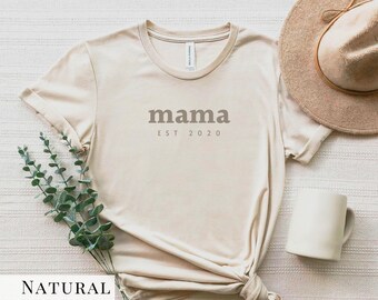 Personalized Mama Shirt - Monochrome. Mommy Tee. New Mom Shirt. Mama T-Shirt. First Mother's Day Gift. Boy Mom Life Shirt. Pregnancy Reveal.