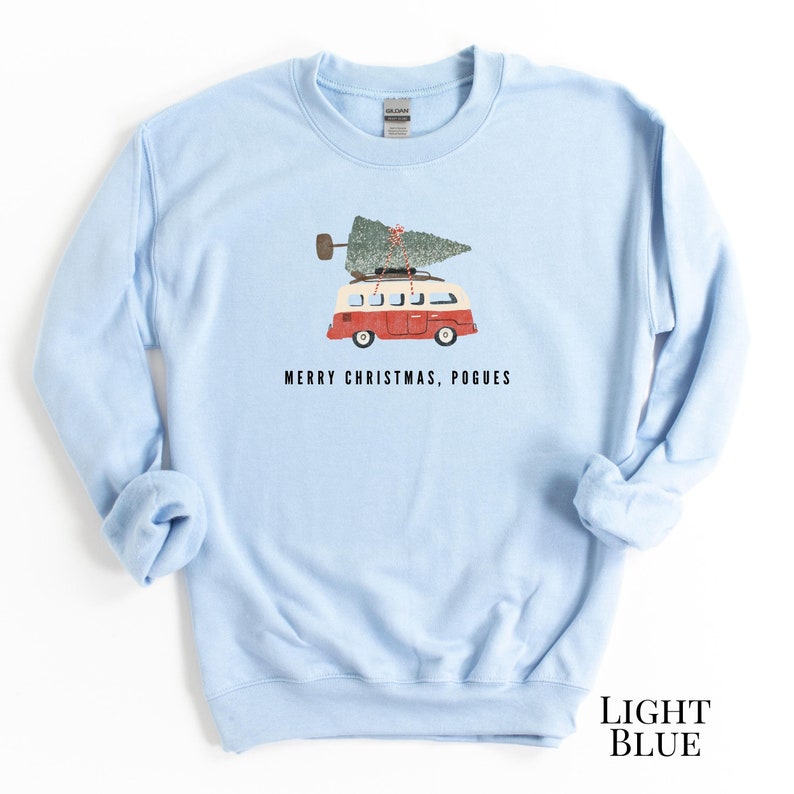 Merry Christmas, Pogues Sweatshirt. Funny Christmas Hoodie for Teens Unisex Adult . Pogue Life Gift. Outer Banks Xmas. Light Blue