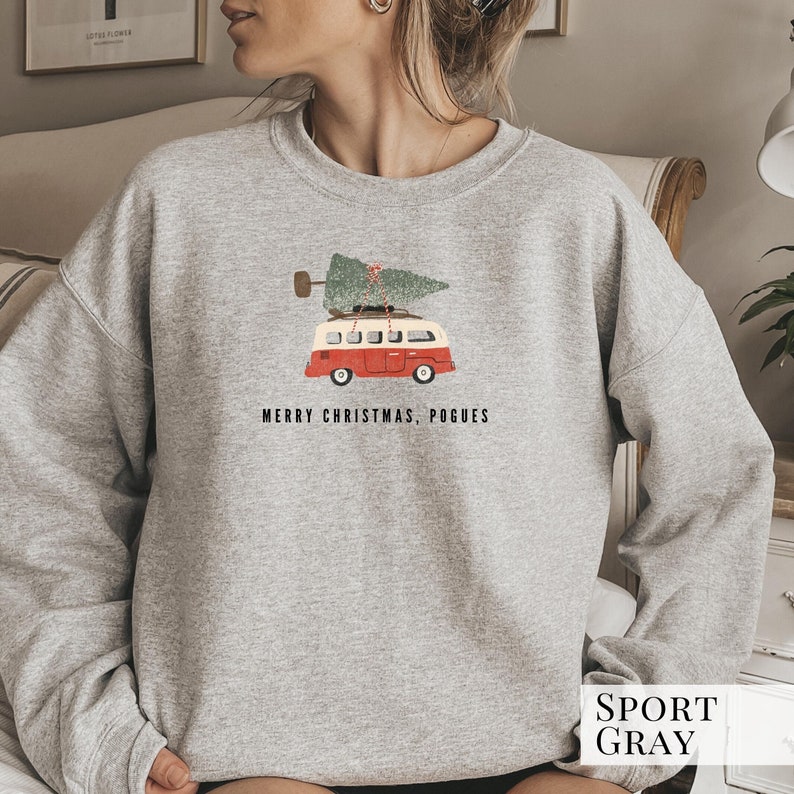 Merry Christmas, Pogues Sweatshirt. Funny Christmas Hoodie for Teens Unisex Adult . Pogue Life Gift. Outer Banks Xmas. Sport Gray