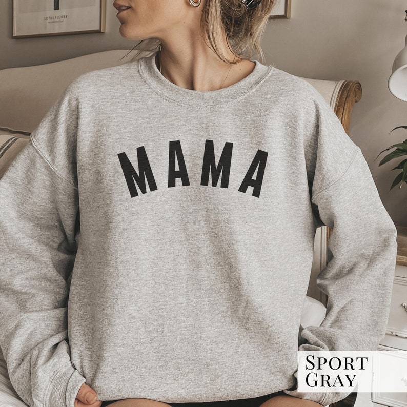 Mama Sweatshirt Block Letters. Mama crewneck. Mama t-shirt. Mother's Day gift. New mom gifts. Minimal tee for mama. Oversized Motherhood.. Sport Gray