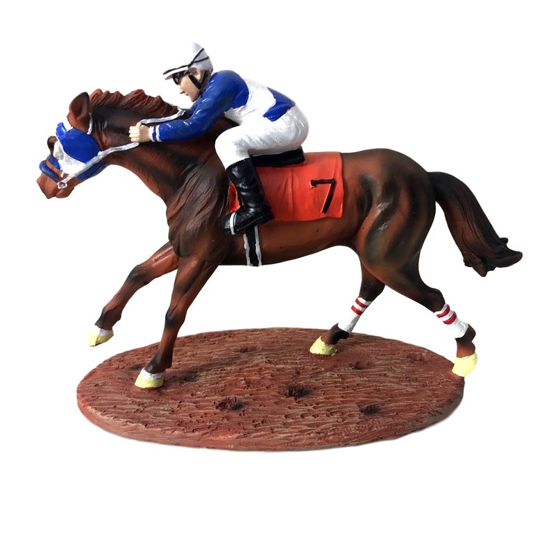 Race Horse Figurine Statue Decor Thoroughbred with Jockey Etsy