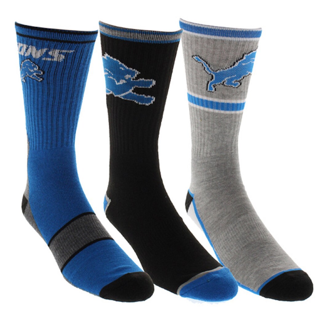 Detroit Lions Socks Fits Mens Shoe Sizes 712 Football Crew Length 3
