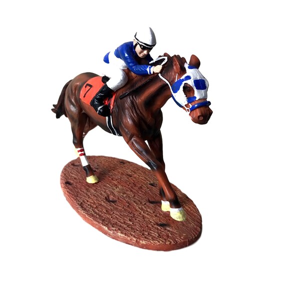 Race Horse Figurine Statue Decor Thoroughbred with Jockey Etsy