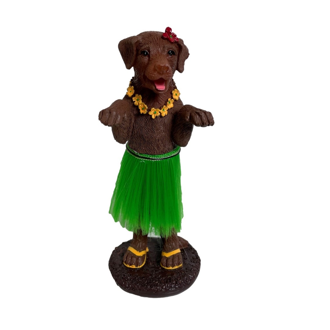 Dashboard Hula Dog Chocolate Labrador Retriever Car Bobblehead Figurine