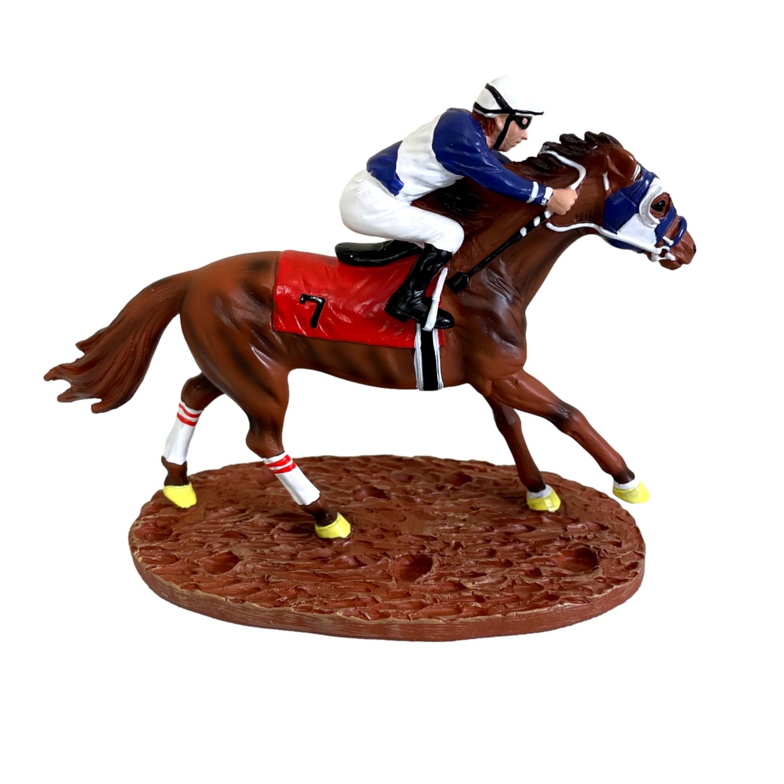 Race Horse Figurine Statue Decor Thoroughbred With Jockey Etsy