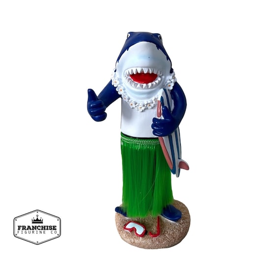 Tableau de bord Hula Shark Car Bobblehead Figurine 6 pouces Green