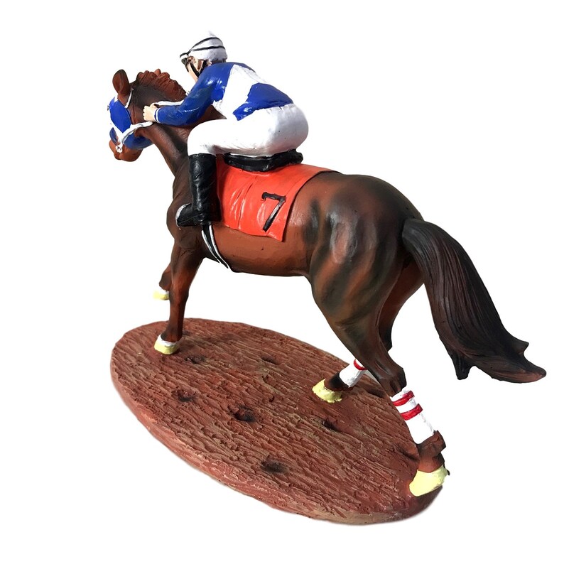 Race Horse Figurine Statue Decor Thoroughbred with Jockey Etsy
