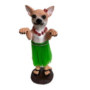 Hula Chihuahua Gift Dog Doll Dashboard Car Accessories Bobblehead for Van Life and Beach Creations