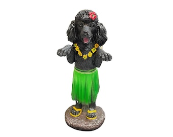 Hula Poodle Gift Dog Doll Dashboard Car Accessories Bobblehead for Van Life and Beach Creations