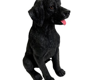 Hand-Painted Black Labrador Retriever Figurine, Collectible Statue