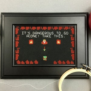 PDF Cross Stitch Pattern - It&#39;s Dangerous To Go Alone - Take This