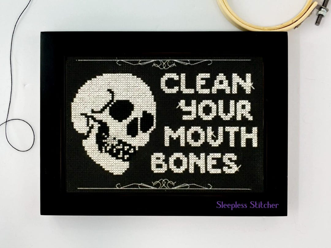 PDF Cross Stitch Pattern - Clean Your Mouth Bones - Etsy