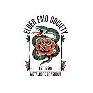 Pegatina Elder Emo Society Regalo Emo Millennial Serpiente Rosa Calcomanía Música Alternativa Arte Regalo Amigo Pop Punk Accesorio Diseño Único Para Ella