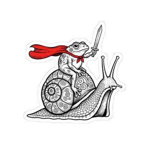 Frog Knight Sticker Gift For Brave Animal Decal Playful Snail Rider Accessory Quirky Garden Lover Present Unique Hero Item For Her Design