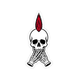 Adesivo teschio per amanti degli scheletri, regalo scheletro con cresta rossa, adesivo per club di motociclisti, adesivo scheletro punk per feste di Halloween