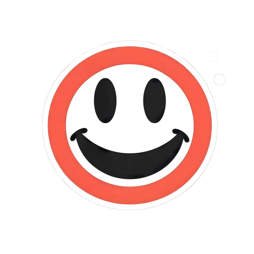 Smiley Face Red Ring Sticker | Kiss-cut Sticker - Etsy