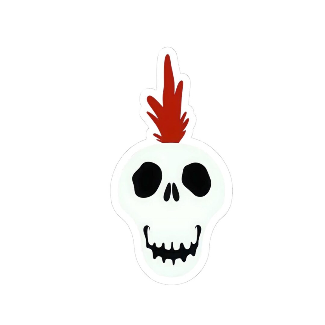Mohawk Sticker Red Mohawk Skull Sticker | Kiss-cut Sticker Skeleton Decal Halloween ...
