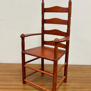 Vintage Dollhouse Wooden Ladder Back High Chair | Size 7.5" x 5" x 15"
