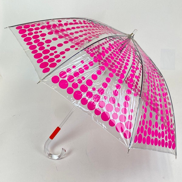 Polka Dot PVC Canopy Acrylic Shaft Handle Umbrella