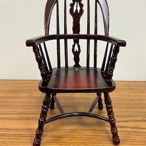 Vintage Dollhouse Captains Wooden Chair | Size 5.75&quot; x 5.25&quot; x 12&quot;