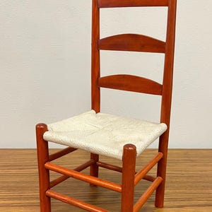 Vintage Dollhouse Wooden Rope Chair | Size 6.25" x 5" x 14"