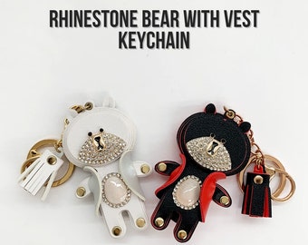 Rhinestone Bear Keychain | Decorative Keychains | Keychain with Tassels | Teddy Bear Keychain | Bag Chains