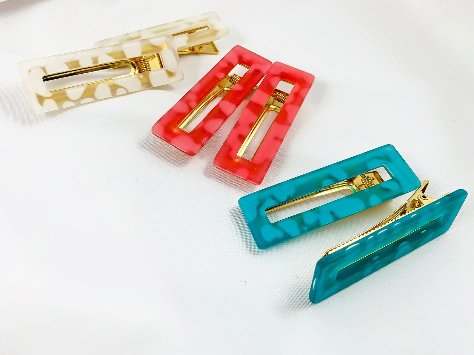 Acrylic Hair Clip Matte Hair Clips Rectangular Hair Clips Etsy