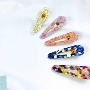 Teardrop Acrylic Hair Clip | Hair Clips | Barrette | Resin Hair Clips | Marble Acetate Hair Clips | Hair Accessory