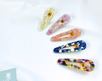 Teardrop Marble Acrylic Hair Clip | Acetate Barrette