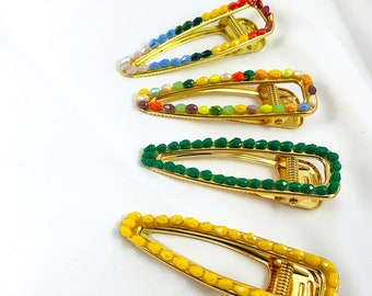 Teardrop Beaded Chain Hair Clip | Alligator Closure
