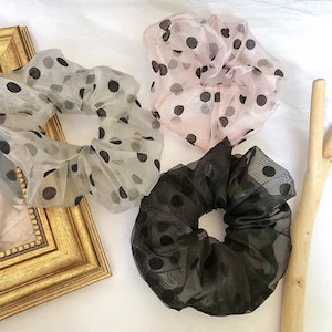 Dotted See Through Scrunchie | Womens Hair Scrunchie | Oversized Hair Scrunchie | Hair Ties | Hair Accessories