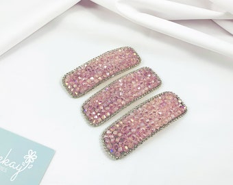 Faux Pink Amethyst Hair Pin | Rhinestone Hair Barrette