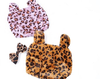 Leopard Faux Fur Baby Tote Bag | Soft Plush Carrier