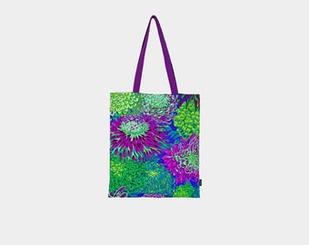 Tygkassar | Ekoväskor | Kaffe Fassett Krysantemumgrön | Vändbar | Axelväskor | Shoppingkassar