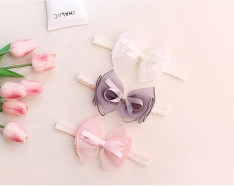 Chiffon Bow Lace Baby Headband | Baby Bow Headband | Lace Headband | Baby Headband | Baby Accessories