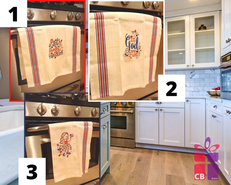 Quality Tea Towels Refresh your Kitchen Today with 3 Styles or Bundle n/' Save! Celebrate America /& Your Values Machine Embroidered