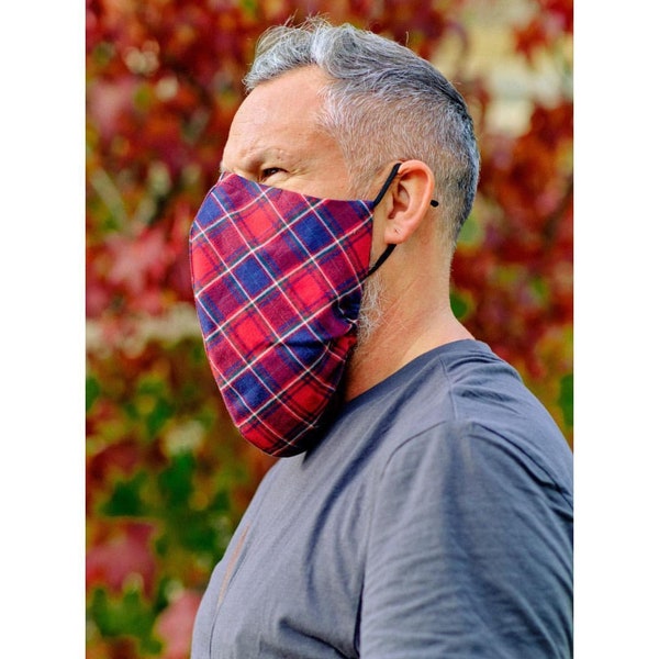 Reusable Face Mask With Room For BEARD, 3 Lengths, Filter Pocket and Nose Wire, Ergonomic, Stylish, PM2.5 Filter Friendly, Made in Britain