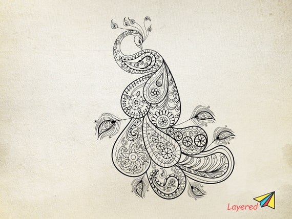 Download Peacock mandala svg Peacock vector Peacock Zentangle | Etsy