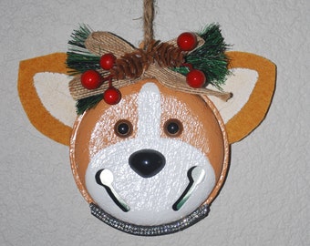 Large Handmade Corgi Christmas Bell Ornament