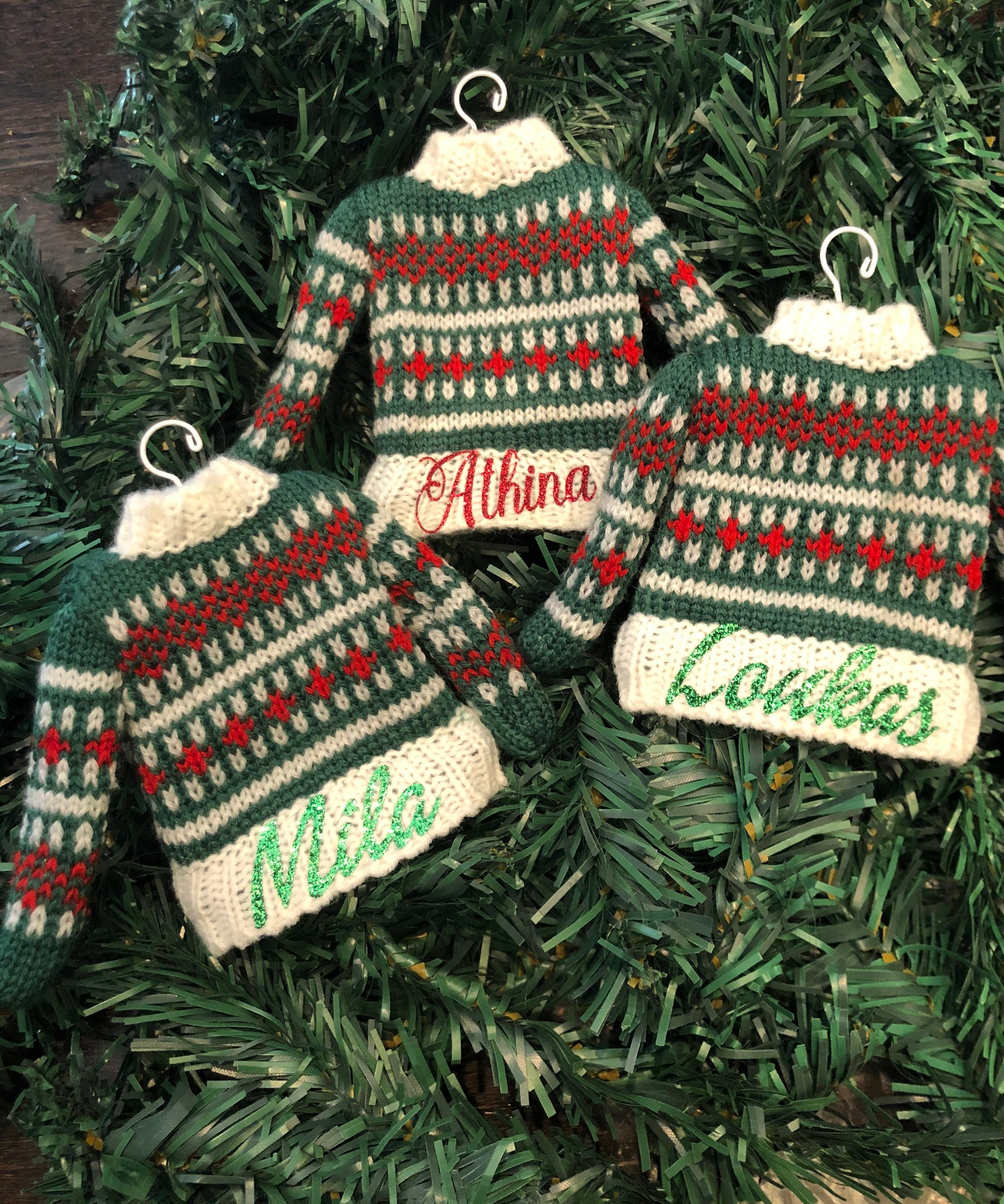 Personalized Ugly Christmas Sweater Ornaments Tree Etsy