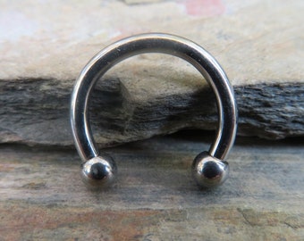 THICK 14G (1.6mm) Externally Threaded Solid Titanium T23 6Al-4V-Eli ASTM F Implant Grade Horseshoe Nose Ring Septum Piercing Hypoallergenic