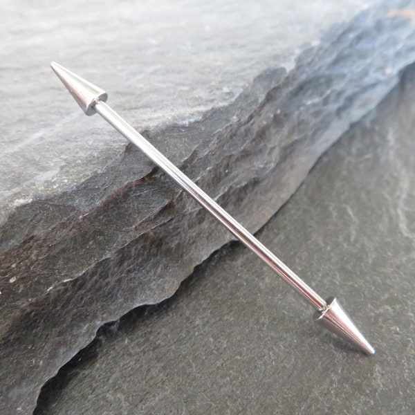 Steel Spikes Industrial Scaffold Bar Barbell Barbells 14G (1.6mm) Piercing Piercings 316L Surgical Long Spiked